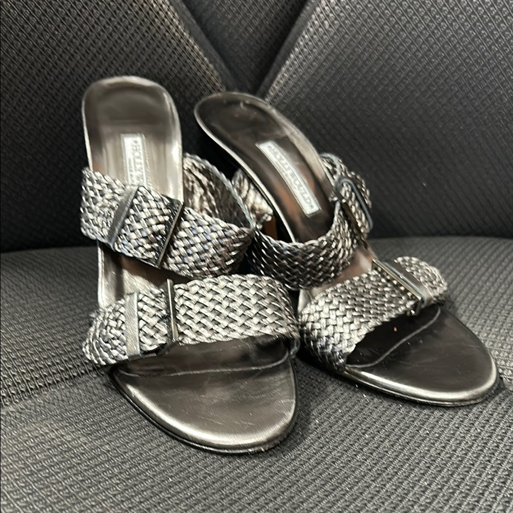 Hollywould Woven Metallic Heels